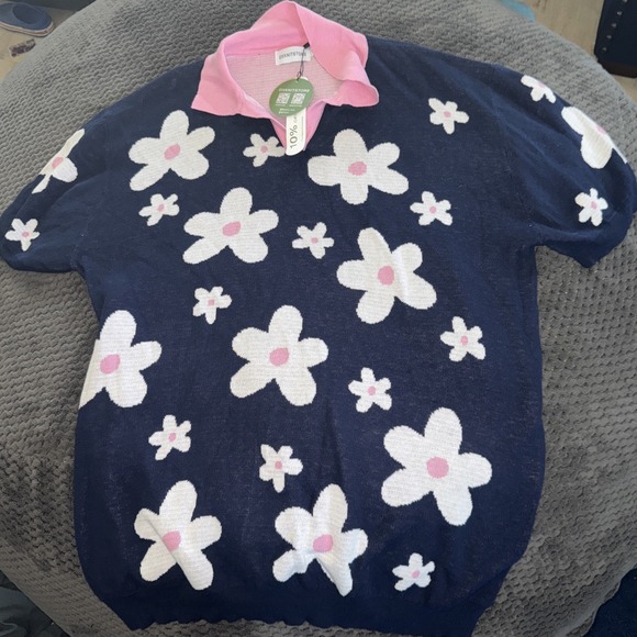 Retro 1970s Psychedelic Plus Flowers Cotton Causal Summer Polo Shirt Big Tall - Picture 3 of 6